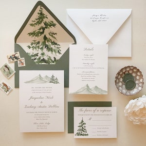 Winter Mountain Wedding Invitation suite image 2