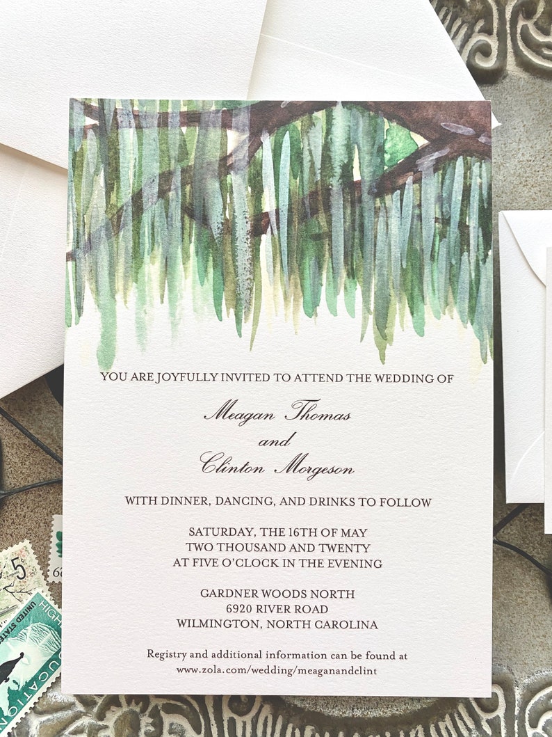Savannah Southern Oaks Wedding Invitations DEPOSIT Etsy