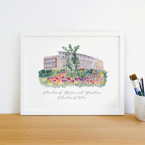 Cleveland Botanischer Garten Aquarelldruck, 8x10 oder 5x7, ungerahmt