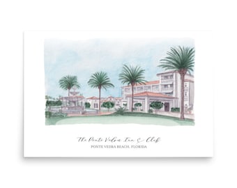 Ponte Vedra Inn and Club Watercolor Fine Art Print