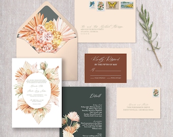 Boho Desert Floral Invitation suite, flower frame