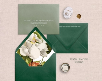Vintage Magnolia painting, Envelope Liners for Wedding Invitations