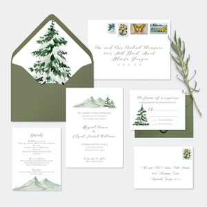 Winter Mountain Wedding Invitation suite image 9