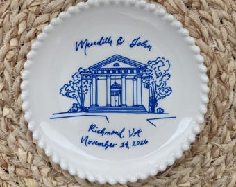 Hand Drawn Personalized Wedding Venue Keepsake Jewelry Dish