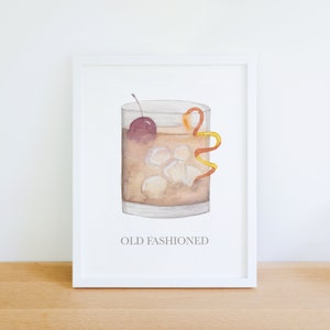 Aquarel ouderwetse cocktailkunst kunstafdruk