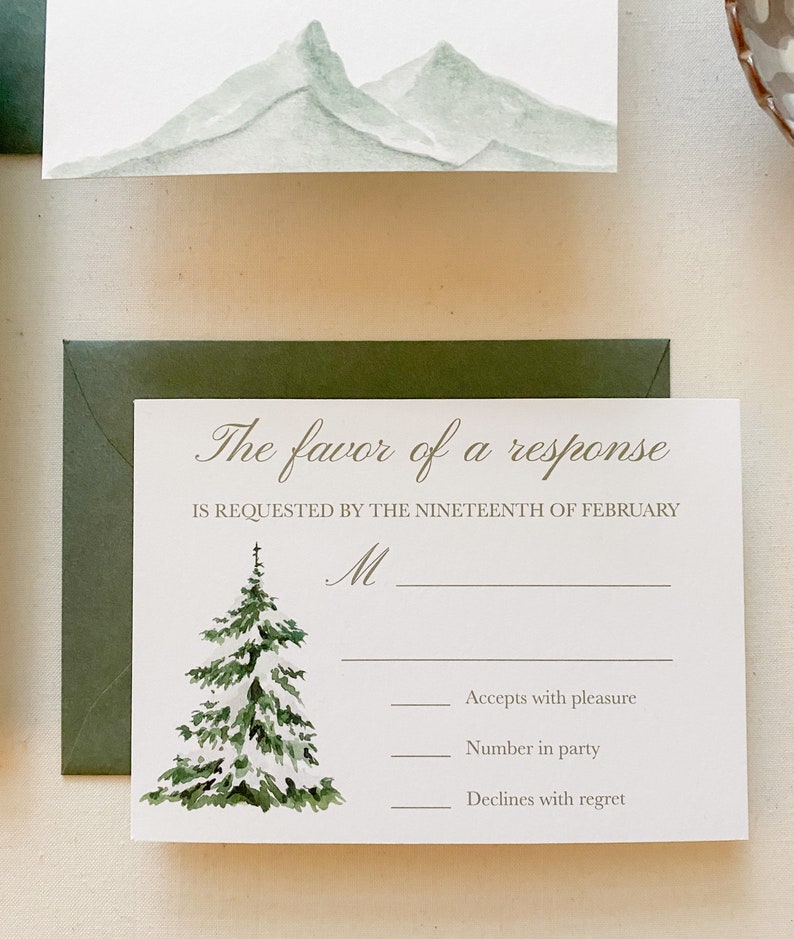 Winter Mountain Wedding Invitation suite image 4