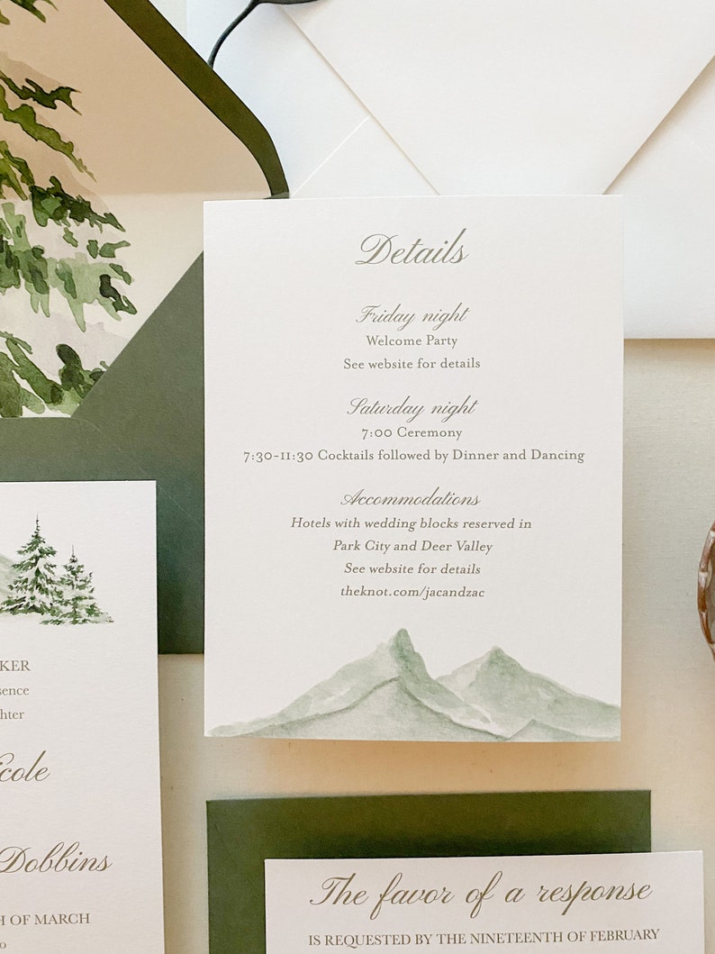 Winter Mountain Wedding Invitation suite image 3