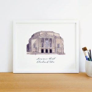 Severance Hall, Cleveland, Ohio watercolor print, 8x10 or 5x7, unframed