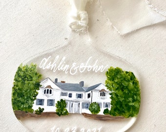 Custom Wedding Venue Painting Acrylic Ornament