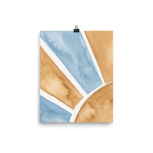 Sun ray watercolor print, nursery, children&#39;s room, wall decor