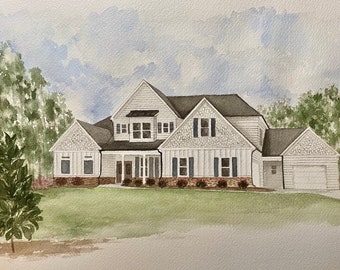 Custom watercolor house painting