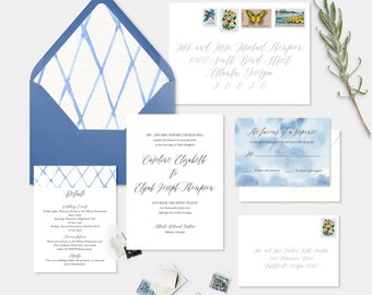 Shibori Watercolor Wedding Invitation suite