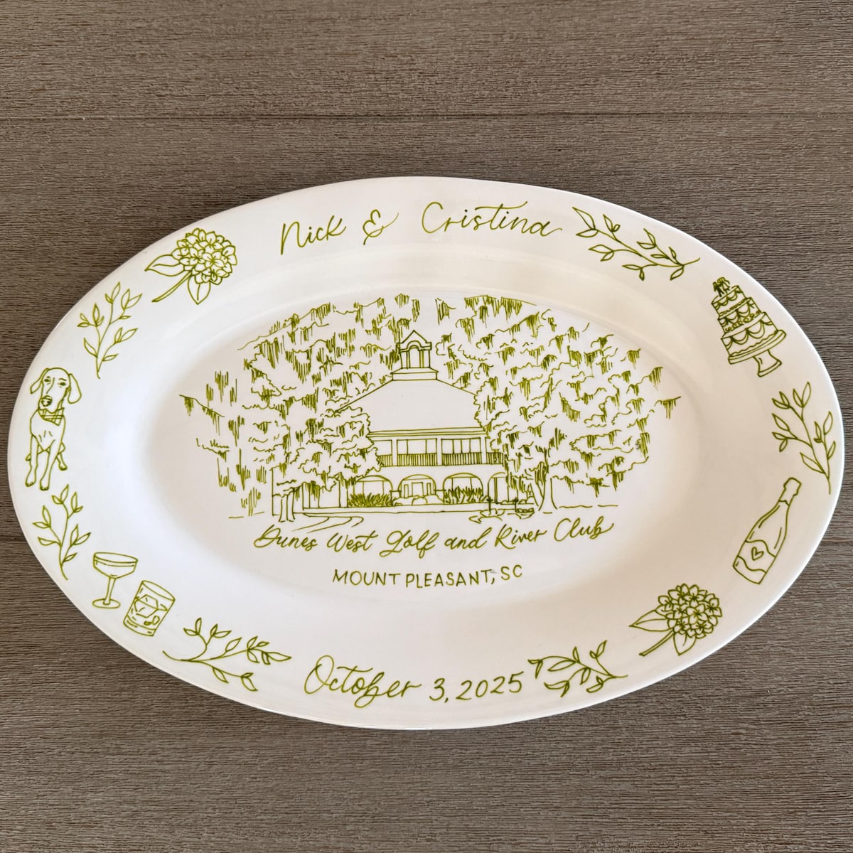 Hand Drawn Wedding Venue Keepsake Ceramic Platter - Etsy