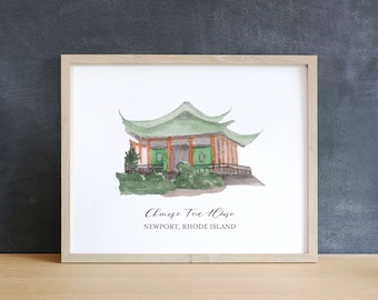 Chinese Tea House, Newport Rhode Island art print, unframed