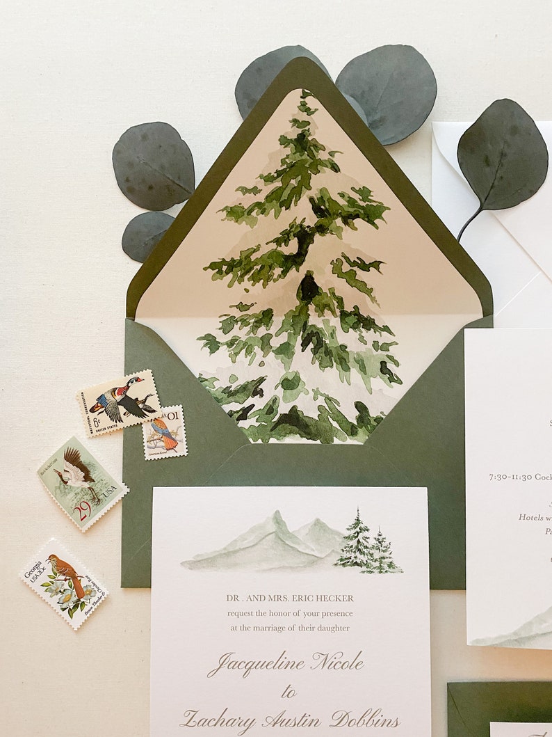 Winter Mountain Wedding Invitation suite image 5