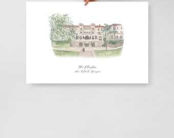 The Cloister Hotel, Sea Island, Georgia watercolor print, unframed, wedding gift, wedding venue keepsake