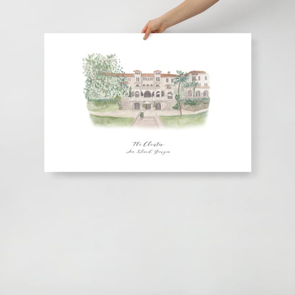 The Cloister Hotel, Sea Island, Georgia watercolor print, unframed, wedding gift, wedding venue keepsake