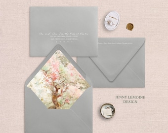 Vintage painting, Cherry Blossom Spring Trees, Envelope Liners for Wedding Invitations