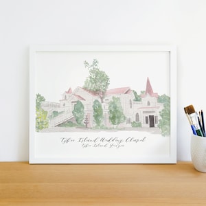 Tybee Island Wedding Chapel art print, 8x10, unframed
