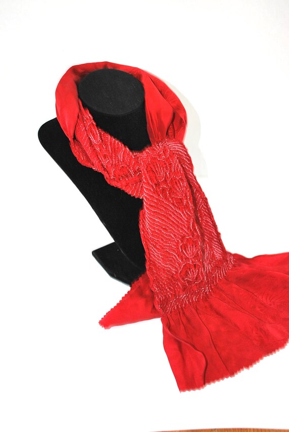Red - Shibori Tie-Dye Pure Cotton Scarf
