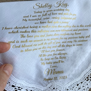 Wedding Personalized HandkerchiefFor Daughter From Mom