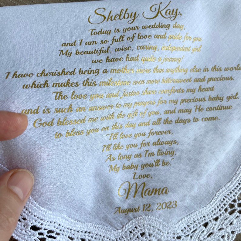 Wedding Personalized HandkerchiefFor Daughter From Mom