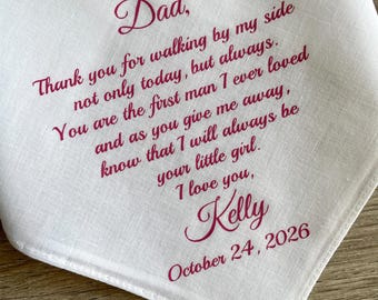 Father Of The Bride Gift Custom Wedding Handkerchief