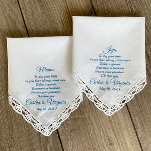 Grandma Of The Groom, Grandma Of The Bride, Handkerchiefs From Grandson And Granddaughter