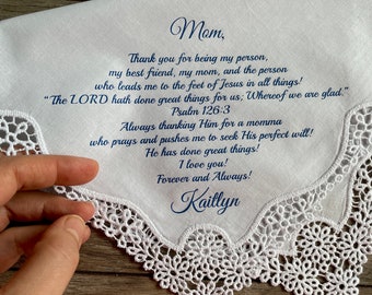 Mother Christian Gift Personalized Handkerchief For Mom From Daughter