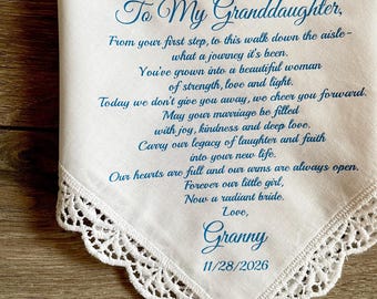 Hanky For Granddaughter On Her Wedding Day