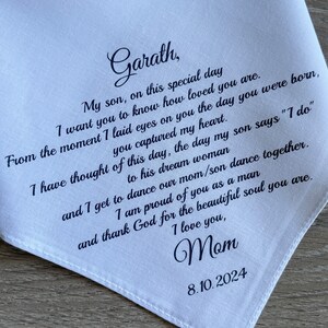 handkerchief for son on his wedding day