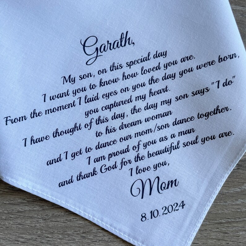 handkerchief for son on his wedding day