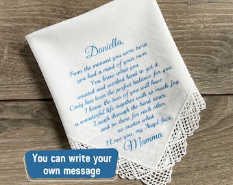 Something Blue Handkerchief For Bride From Mom