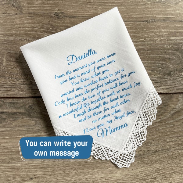 Something Blue Handkerchief For Bride From Mom
