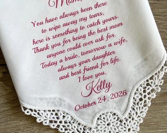 Mother Of The Bride Gift Custom Wedding Hankerchief