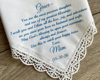 Daughter Wedding Handkerchief From Mom and Dad