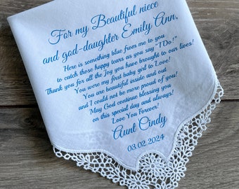 Goddaughter Wedding Gift Niece Wedding Personalized Handkerchief