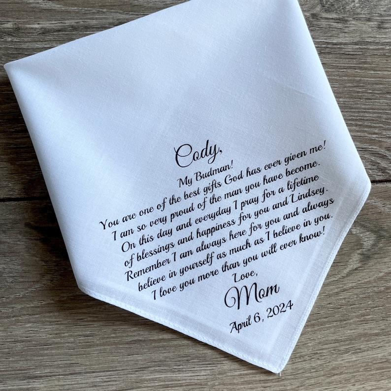 For son wedding handkerchief