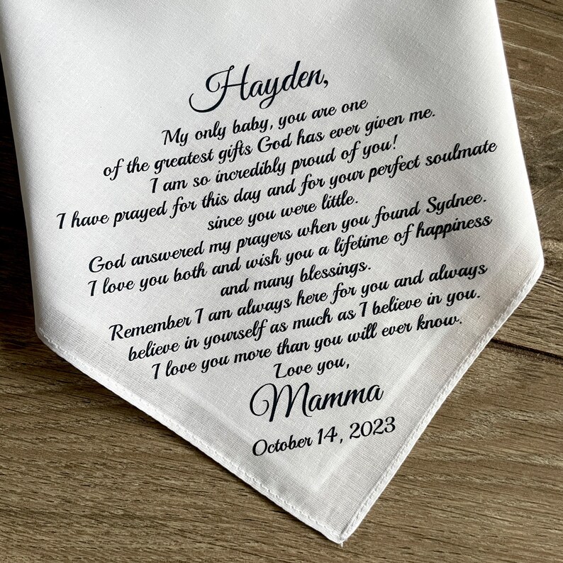 wedding handkerchief for son
