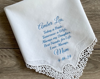 Wedding Ceremony Something Blue Hankerchief For Bride From Mom and Dad