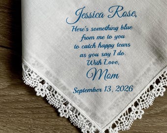 Daughter Bride Gift From Mom Something Blue Handkerchief