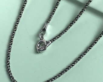 Oxidized Sterling Silver Rope Chain Necklace - 20 Inch