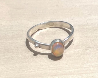 Ethiopian Opal Sterling Silver Ring - Size 8.5 - October Birthstone