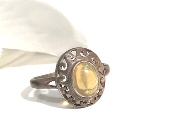 Vintage Ethiopian Opal Ring, Sterling Silver, Size 6