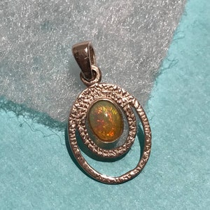 Sterling Silver Opal Pendant: Dainty October Birthstone Necklace