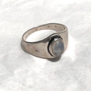 Size 8Vintage Moonstone Ring Sterling Silver Handmade Vintage Ring-Ethnic-Hippy-Gypsy