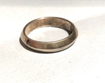 Bague Ancienne En Argent Massif 925 - Taille 52 - Style Jonc Alliance Yin Yang - Occasion