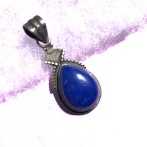 Lapis Pendant, Lapis Lazuli Pendant Cabochon Pendant,  Pear Shape Lapis Lazuli Sterling Silver Pendant