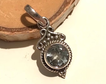 Handmade Sterling Silver Blue Topaz Pendant: December Gemstone