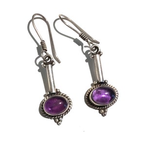 Natural Amethyst Earring, Sterling Silver Earring , Amethyst Earring , Gemstone Earring ,Dangle Earrings , Purple Amethyst Stone...
